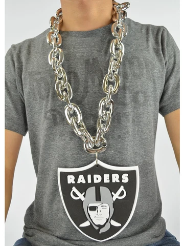 New NFL Las Vegas Raiders SILVER Fan Chain Big Necklace Foam Cover