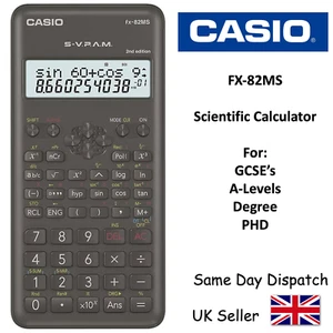 Casio FX82MS Erweiterter wissenschaftlicher Taschenrechner für A-Level & Gcse's -2-zeiliges Display - Bild 1 von 5