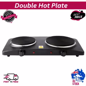 Portable Double Hot Plate Electric Cooktop Black Non Slip Dual Cooking Cooker - Picture 1 of 7