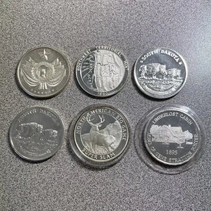 6 Vintage 1 oz Silver Art Rounds (South Dakota, Hunting Club, Limberlost, Texas) - Picture 1 of 8