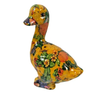 Vintage Blumen Ente Figur mit floralem Decoupage Design Frühling, Ostern - Bild 1 von 5