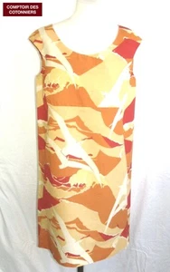 COMPTOIR DES COTONNIERS - KLEID MOD. BAHIA BAUMWOLLE ROT ORANGE GELB GR. 42 - EX. ZUSTAND - Bild 1 von 5