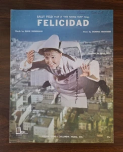 Sheet Music "Felicidad" with Sally Field 1967 Columbia Music Flying Nun M39 - Picture 1 of 7