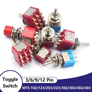 3/6/9/12 Pin Latching Toggle Switch SPDT PS/MTS Double Throw ON-On On-Off-On - Picture 1 of 31