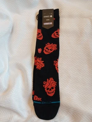 Calcetines Stance L Strange Love Crew Talla 9-13 Negro Rojo Calaveras Nuevos con Etiquetas Foto 1 de 4