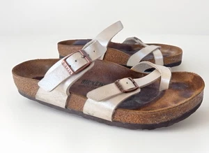 Birkenstock Mayari Graceful Pearl White Toe Loop Sandals Shoes Women's 39 - Picture 1 of 8