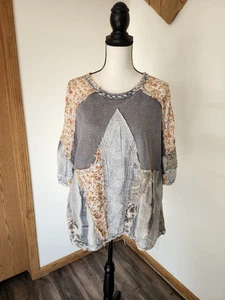 Oli & Hali Boutique Chic Oversized Patchwork Mixed Print T Shirt - Picture 1 of 6