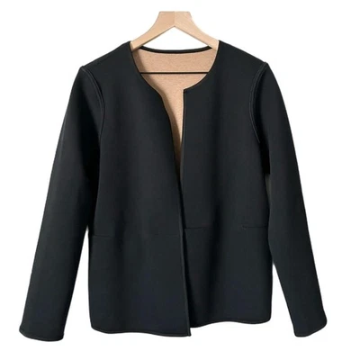NUEVA J. Jill Wearever Chaqueta Reversible Doble Punto en Negro y Tostado. Talla mediana Foto 1 de 4
