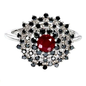925 Sterling Silver Ring Round Ruby 5mm Spinel Natural Gemstone Jewelry Size 7 - Picture 1 of 14