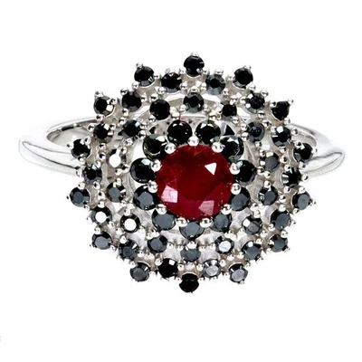 925 Sterling Silver Ring Round Ruby 5mm Spinel Natural Gemstone Jewelry Size 7 - Image 1 of 4