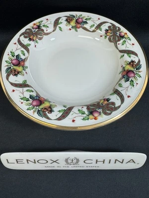 Lenox Holiday TARTAN~Gold Rim~(1)~9 1/8" Pasta Soup Bowl ~1st Quality~New W/ Tag