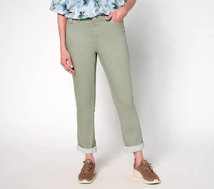 Pantalones de mezclilla para mujer Martha Stewart Signature dobladillo enrollado Petite-14 14P - Seagrass - Imagen 1 de 2