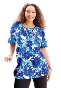 Catherines Women's Plus Size Petite Suprema Ultra-Soft Scoopneck Tee - Picture 1 of 18