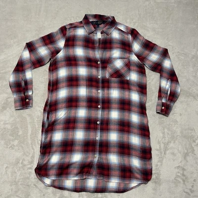 GAP + Pendleton Women's Plaid Flannel Shirt Dress Red Blue Rayon Long Sleeve S - Image 1 of 4