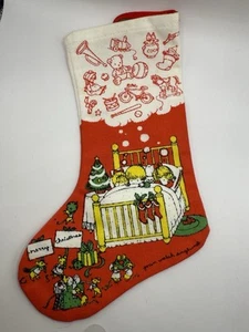 Medias de árbol de Navidad Joan Walsh Anglund 1977 vintage adorno tela pequeña 8 pulgadas - Imagen 1 de 5