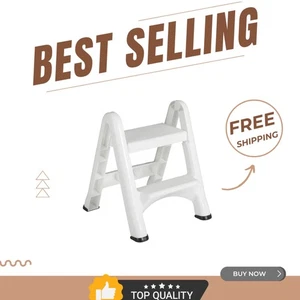 EZ Step Folding Stool, 2-Step, White - Picture 1 of 10