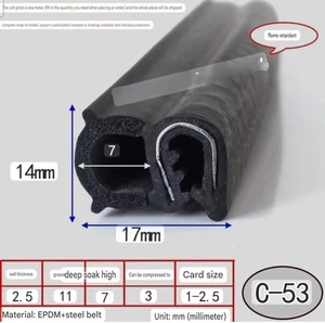 Car DOOR Seal rubber edge Boot trim Bonnet BOAT 14mm x 17mm grips 1mm to 5mm - Picture 1 of 5