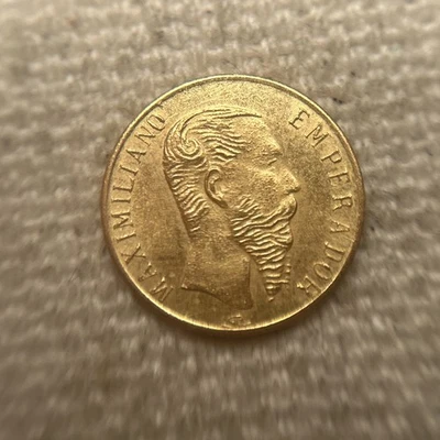 MONEDA DE ORO MACIZO MEXIMILIANO EMPORADOR 1865 SIN CIRCULAR UN PESO .28g Foto 1 de 2