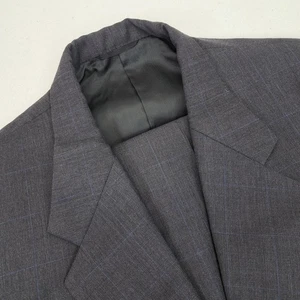 Tom James Gray Plaid Wool 2 Piece Suit Jacket & Pants Set Mens 46R Pants 37x30 - Picture 1 of 11