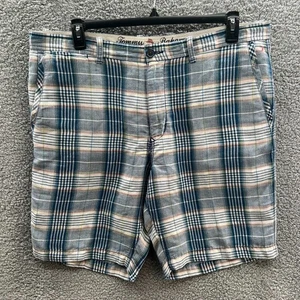 Tommy Bahama pantaloncino uomo taglia 38 blu a quadri misto lino/tencel 10" cucitura interna spiaggia - Foto 1 di 12