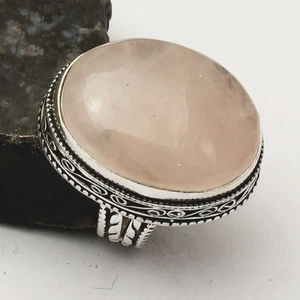 Rose Quartz Gemstone Handmade Antique Design Ring Jewelry US Size-7 AR 59586 - Foto 1 di 1
