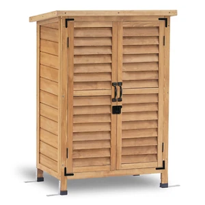 Lovupet Outdoor Wood Storage Cabinet, Small Garden Tool Storage Shed 6056-0985 - Picture 1 of 43
