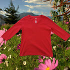 St. Johns Bay Top Women's T-Shirt/ Medium/ 3/4 Sleeve/  Cotton/ Red