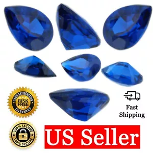 Loose Pear Shape Sapphire CZ Stone Single Blue Cubic Zirconia Sept. Birthstone - Picture 1 of 6