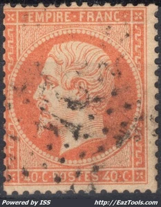 FRANCE EMPIRE 40c ORANGE N° 23 AVEC OBLITERATION ETOILE DE PARIS 24 - Picture 1 of 2