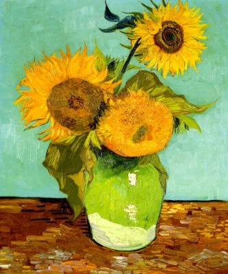 SUNFLOWERS FLOWER 1888 IMPRESSIONIST PAINTING BY VINCENT VAN GOGH REPRO - Image 1 of 3