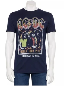 Men’s AC/DC World Tour 1979 “Highway to Hell” Navy Tee Shirt Mens XXL NWT - Picture 1 of 6