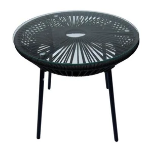 Gartentisch Beistelltisch Glastisch Rope Design Alu schwarz Balkontisch Tisch - Bild 1 von 3