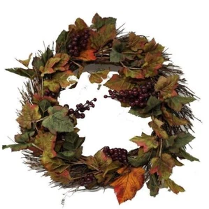"Guirnalda de otoño vintage de hojas y uvas 11"" de diámetro interior ~ otoño Halloween" - Imagen 1 de 4