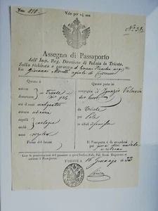 TRIESTE ASSEGNO DI PASSAPORTO 16 GENNAJO 1833 - Picture 1 of 5