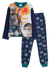 Boys Mandalorian Pyjamas Kids Star Wars Baby Yoda Full Length Pjs Set Nightwear 
