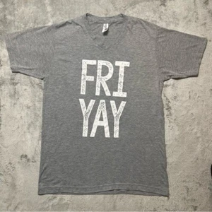 Tultex grau V-Ausschnitt FRIYAY Kurzarm Tee T-Shirt Oberteil Damen Größe Medium - Bild 1 von 8