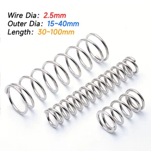 Compression Spring 2.5mm Wire Diameter 15-40mm Outre Diameter & 30-100mm Length - Picture 1 of 5
