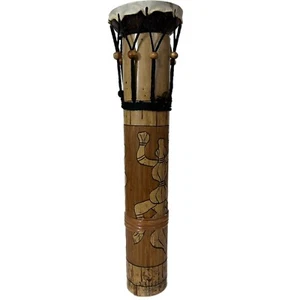 Tribal Djembe Trommel mit geschnitzter Eidechse ?? Design 17,5 Zoll groß - Bild 1 von 5