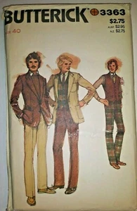 Butterick Men's Jacket, Vest & Pants Pattern # 3363, Size 40 - Cut - Picture 1 of 1
