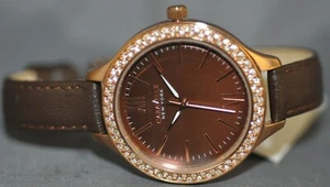 Caravelle Ladies Brown Dial Brown Genuine Leather Watch 44L124 - Picture 1 of 5
