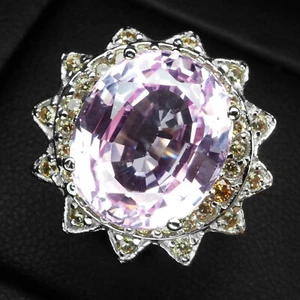 Brilliant Soft Pink Kunzite 8.20Ct 925 Sterling Silver Handmade Rings Size 5.5 - Picture 1 of 8