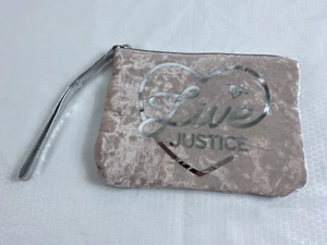 Borsa Justice Brand Live Justice rosa velluto trucco cerniera con cinturino da polso - Foto 1 di 5