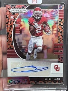 2020 Panini Prizm Draft Picks CeeDee Lamb #104 Red and Black Snakeskin Auto SSP - Foto 1 di 8