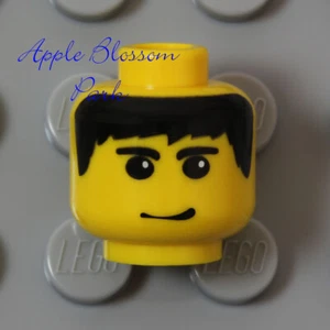 NEW Lego Agent MINIFIG HEAD - Pirate Girl Boy w/Black Hair & Classic Smile Grin - Picture 1 of 3