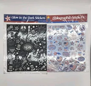 Holographic And Glowing 4th Of July Stickers 2 Pks Glowing And Shiny - Picture 1 of 9