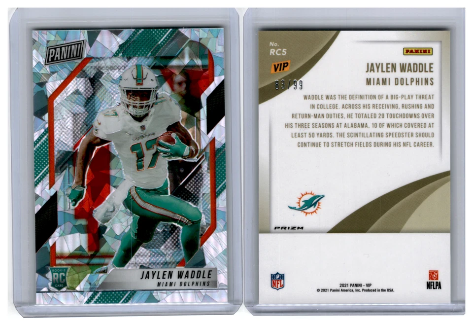 2022 Panini National 2021 VIP Gold Pack Prizm Jaylen Waddle RC Cracked Ice 83/99 - Image 1 of 1