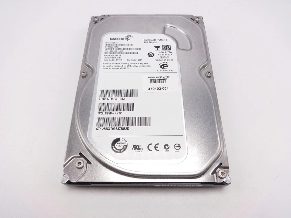 HP 419102-001 160GB SATA 3.0Gb/s 7200RPM 3.5" Internal Hard Drive - Image 1 of 1