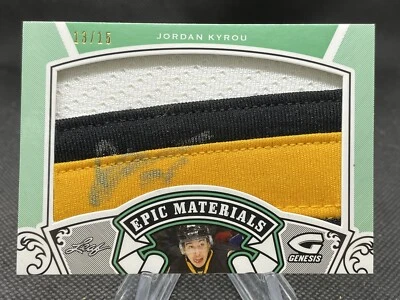 Jordan Kyrou - Signed 2016-17 Leaf Genesis Epic Materials /15 Card #EM-39 - Image 1 of 2