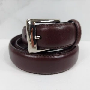 Polo Ralph Lauren Brown Leather Dress Belt 2113620 Silver Buckle Size 38 - Picture 1 of 7
