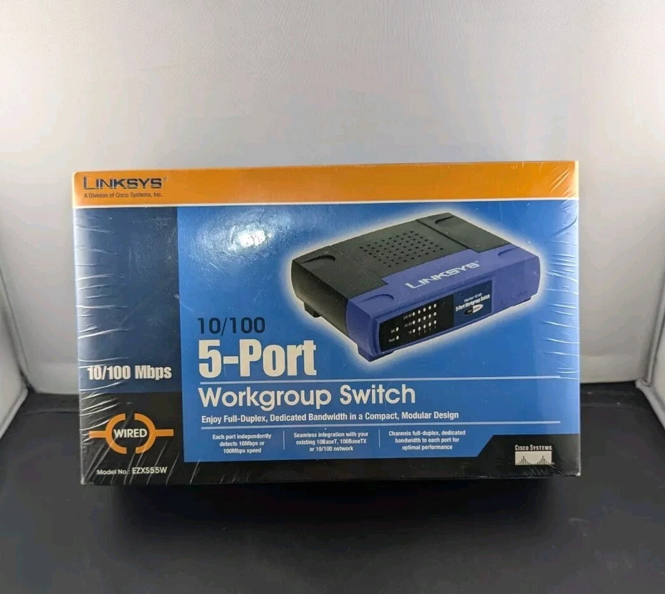 Linksys 10/100 5-port Workgroup Switch Model ezxs55w | Wired Cisco System - Image 1 of 2